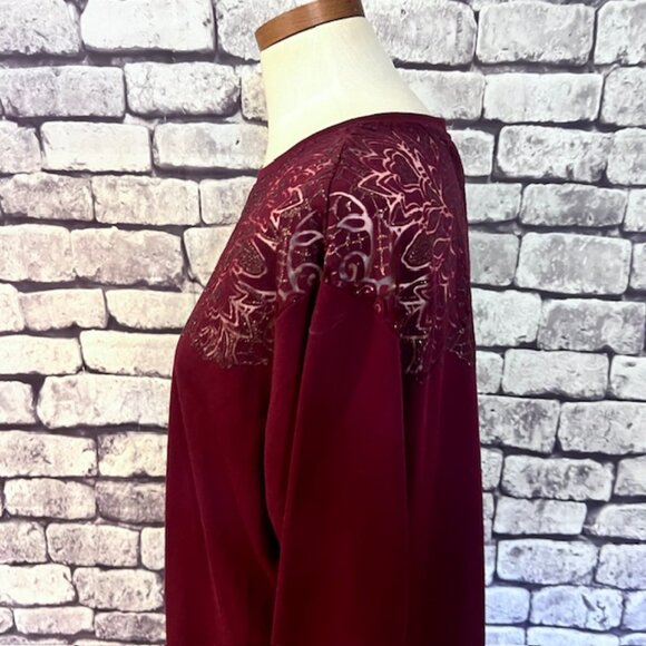 Ava & Viv Burgundy Long Sleeve Blouse Size X - Picture 4 of 8